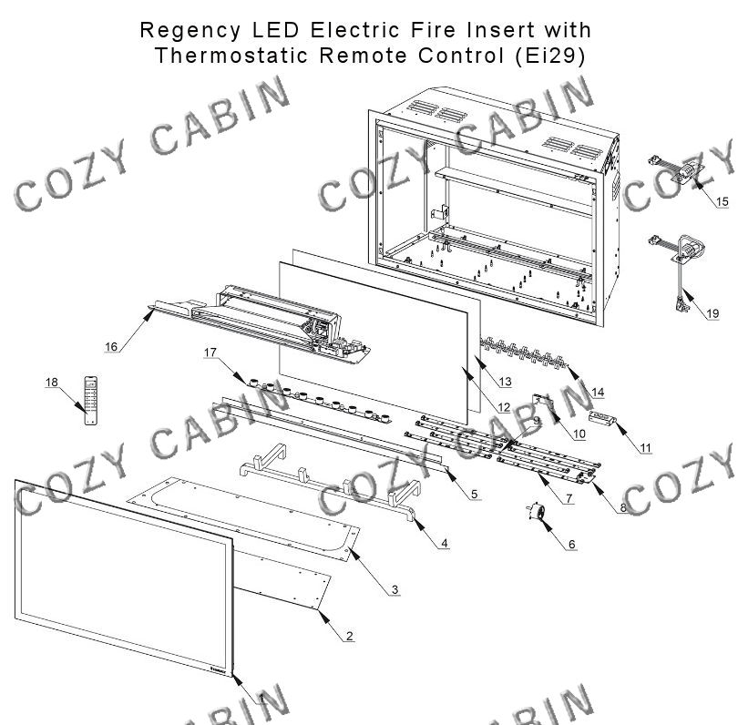 LED Electric Fire Insert with Thermostatic Remote Control (Ei29) #Ei29